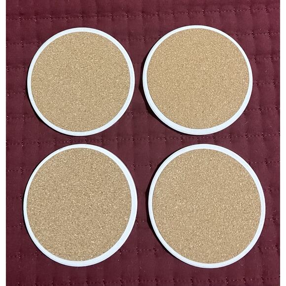 Ceramic Christmas Coasters with Cork Backing Classic Holiday Motif Set of 4 - Picture 7 of 8